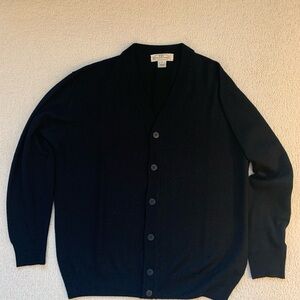 Black Cardigan Sweater with Long Sleeves and Regular Fit